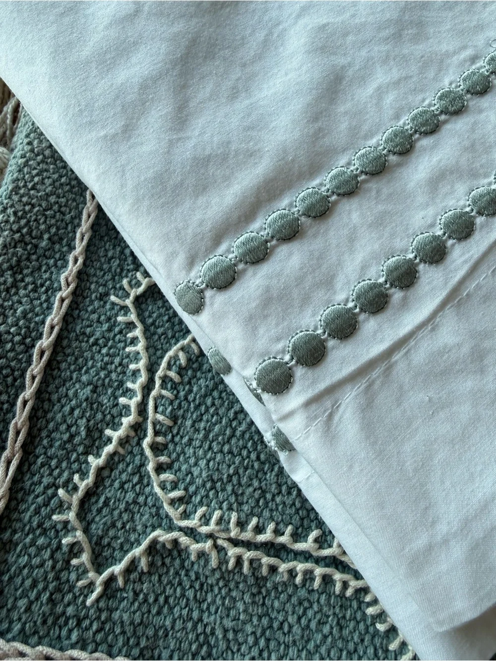 Pottery barn pearl organic cotton Euro shams set of two silver sage in color